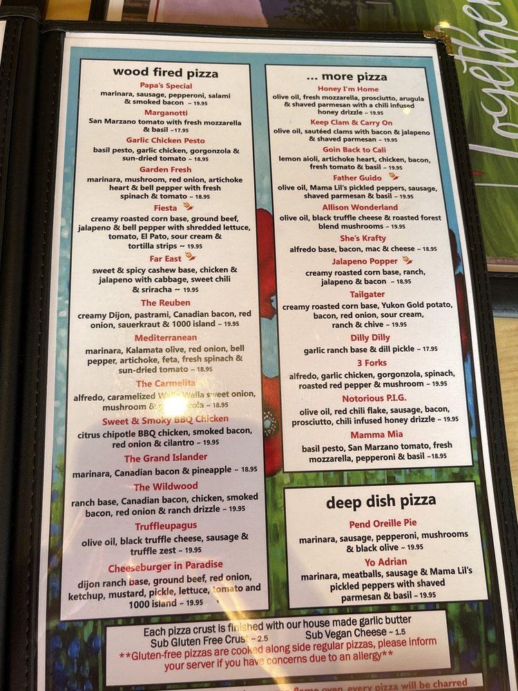 Menu at Embers by the Green pizzeria, Post Falls