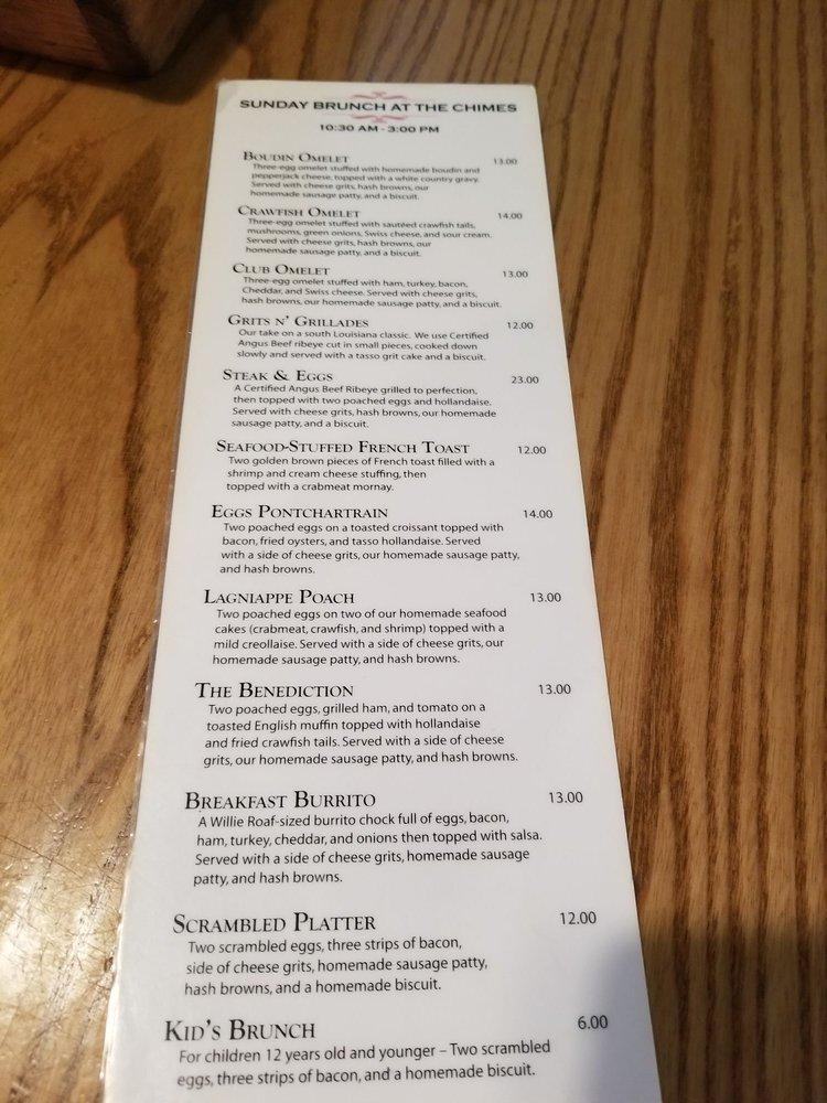 Menu at The ChimesCovington pub & bar, Covington