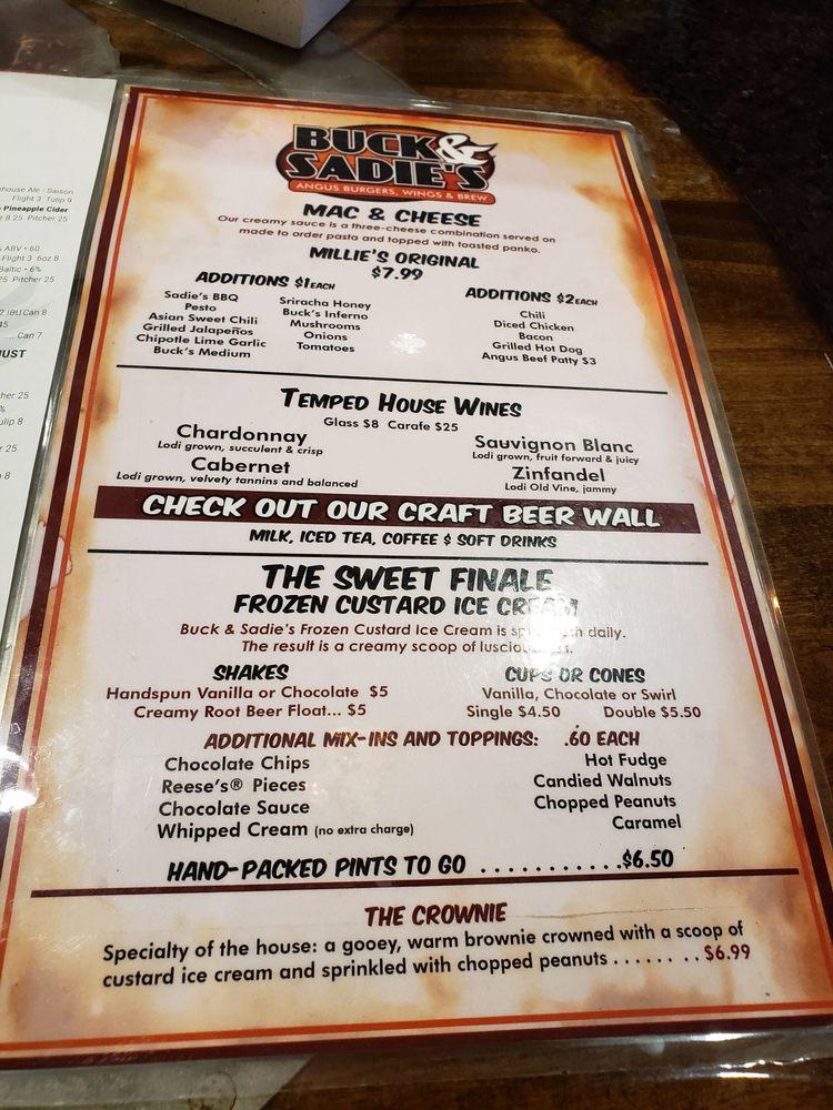 Menu at Buck & Sadie's pub & bar, Roseville, Douglas Blvd #28
