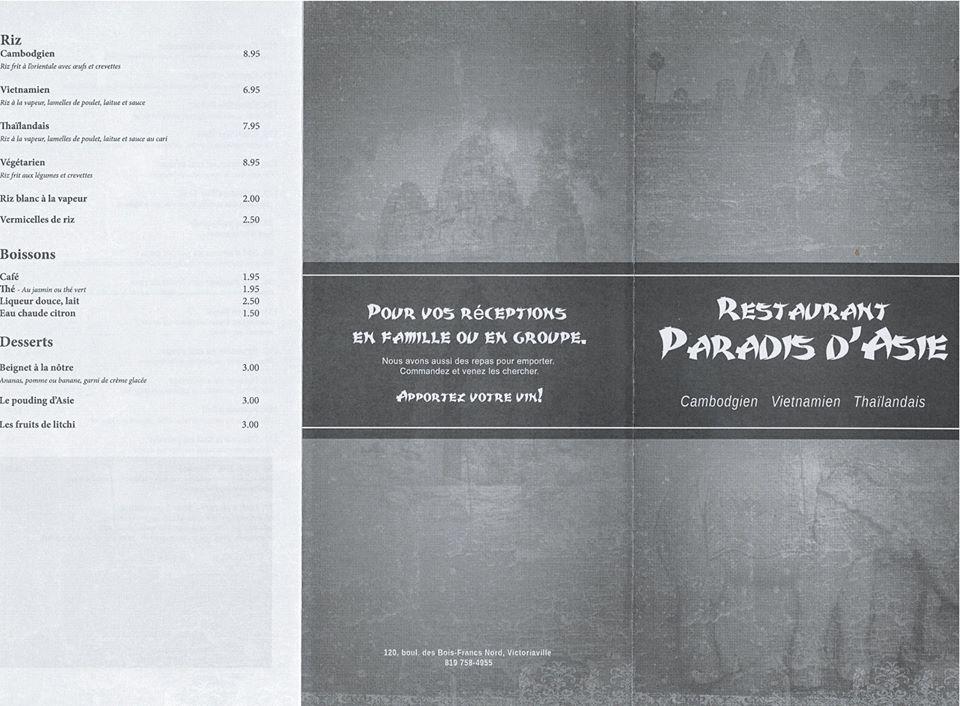 Restaurant Paradis D'Asie, Victoriaville Critiques de restaurant