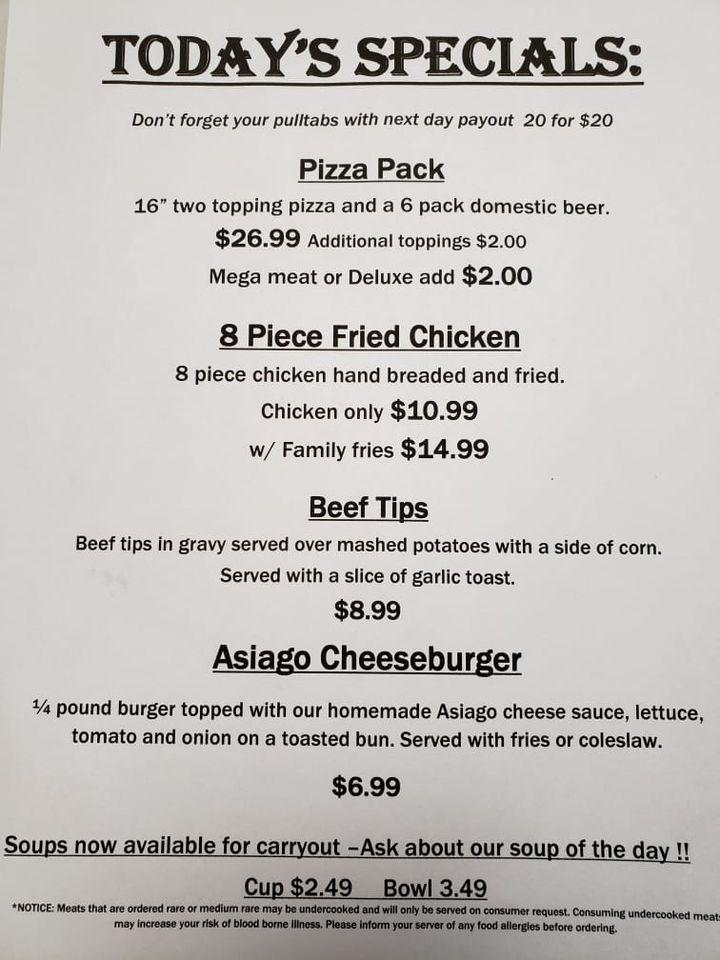 Menu at Tower Lanes pub & bar, Beaver Dam