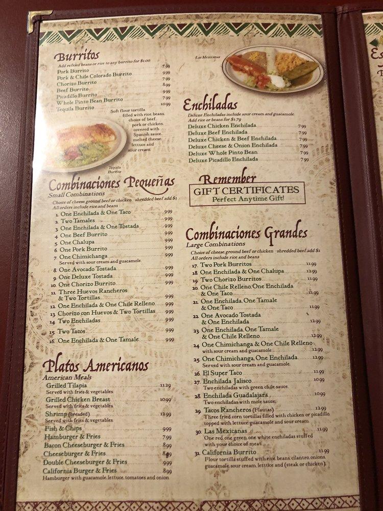 el tequila mexican restaurant menu
