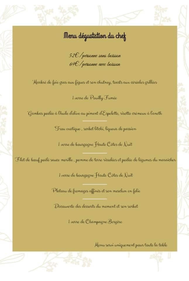 Menu au Auberge de la Grange aux Oies restaurant, SouvignyenSologne