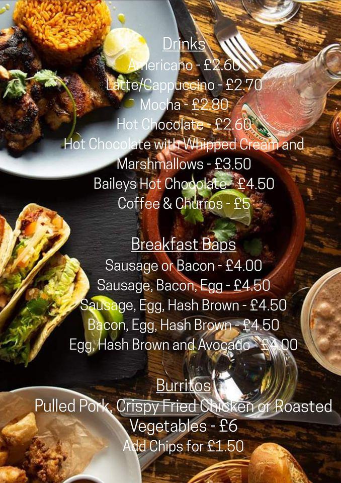 Menu at Carnitas restaurant, Buckingham