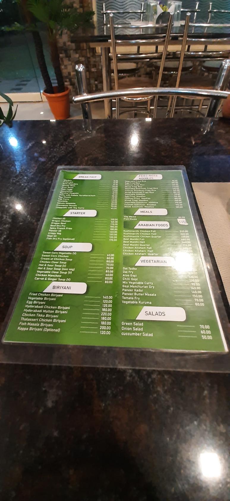 Menu at OLIVE GREEN RESTAURANT KORATTY, Chalakudy