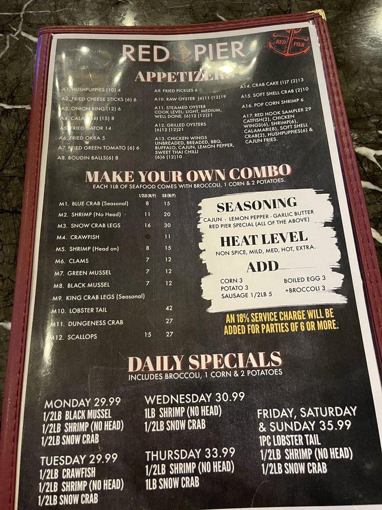 Menu at Red Pier Cajun Seafood & Bar - Poplar / Ridgeway, Memphis