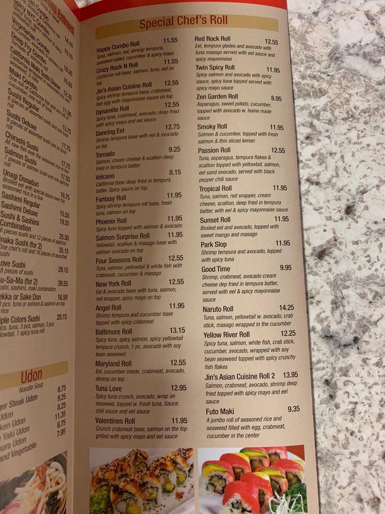 Menu at Jin's Asian Cuisine 2 restaurant, Keyser
