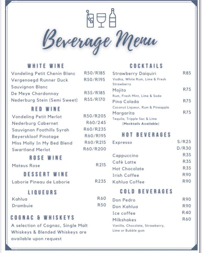 Menu At The Ranch Resort Polokwane 