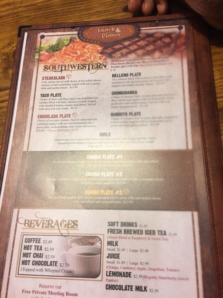 Menu at Copper Canyon Cafe, Albuquerque