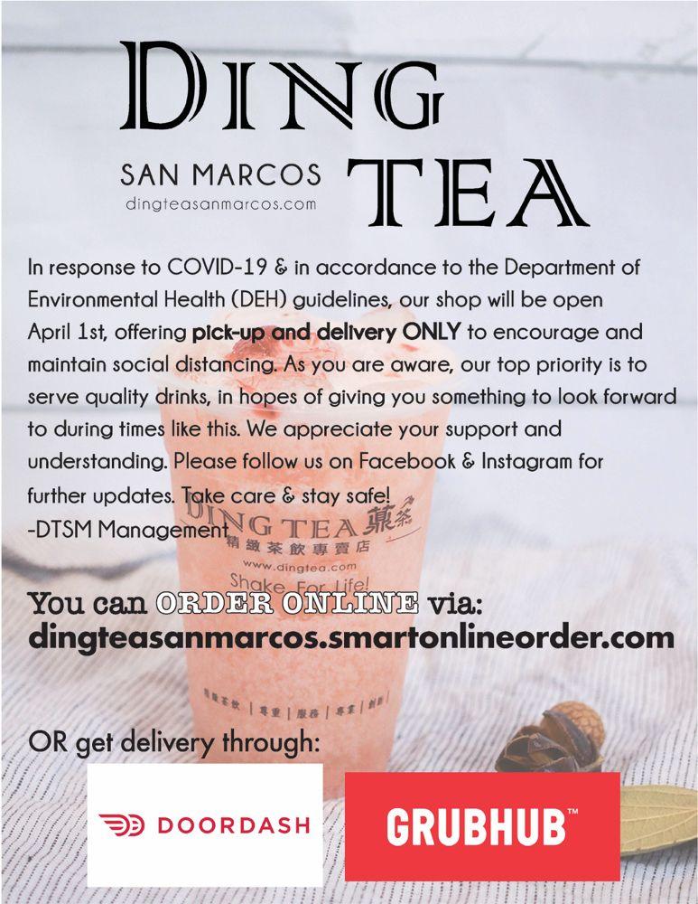 Ding Tea's Menu: Prices and Deliver - Doordash