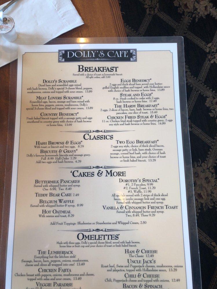 Menu at Dolly's Cafe, Spokane