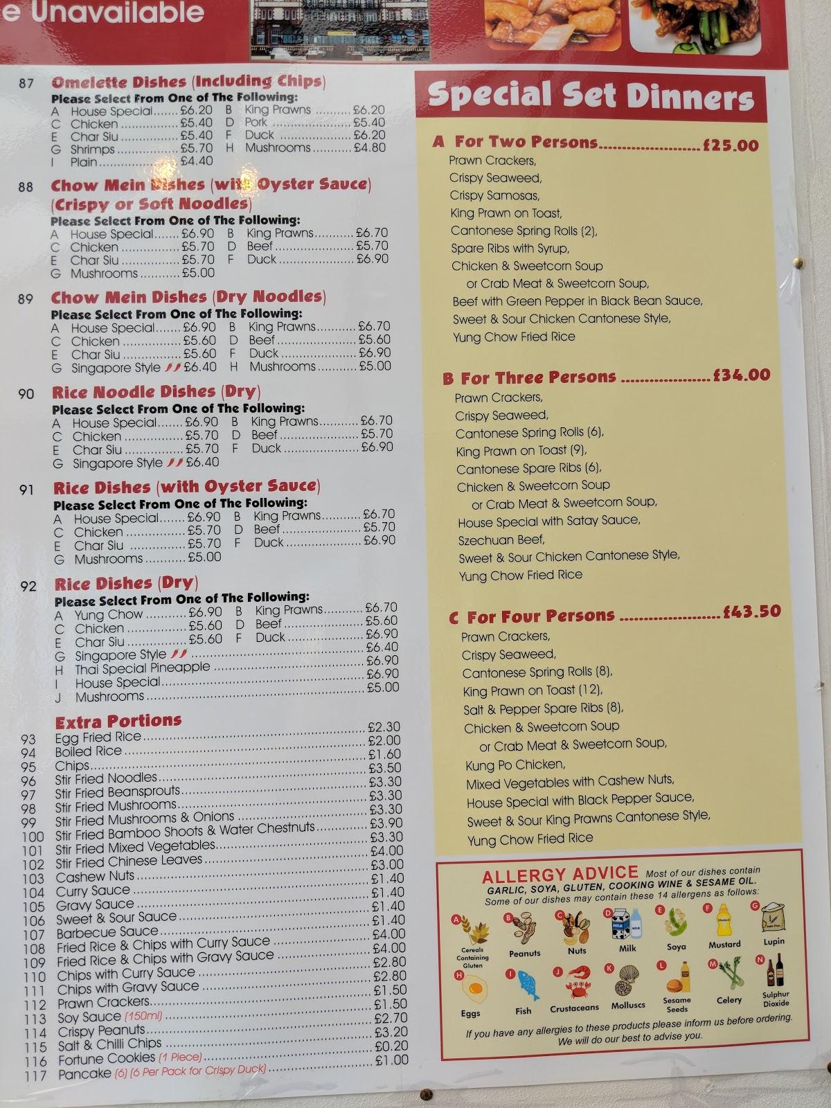 Menu at Long King Chinese Restaurant, Whitby