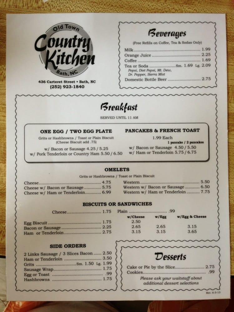 Menu at Old Town Country Kitchen restaurant, Bath