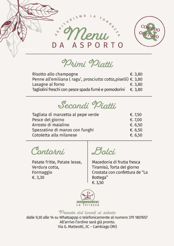 Carta Del Restaurante Agriturismo La Torrazza Cambiago Via G Matteotti