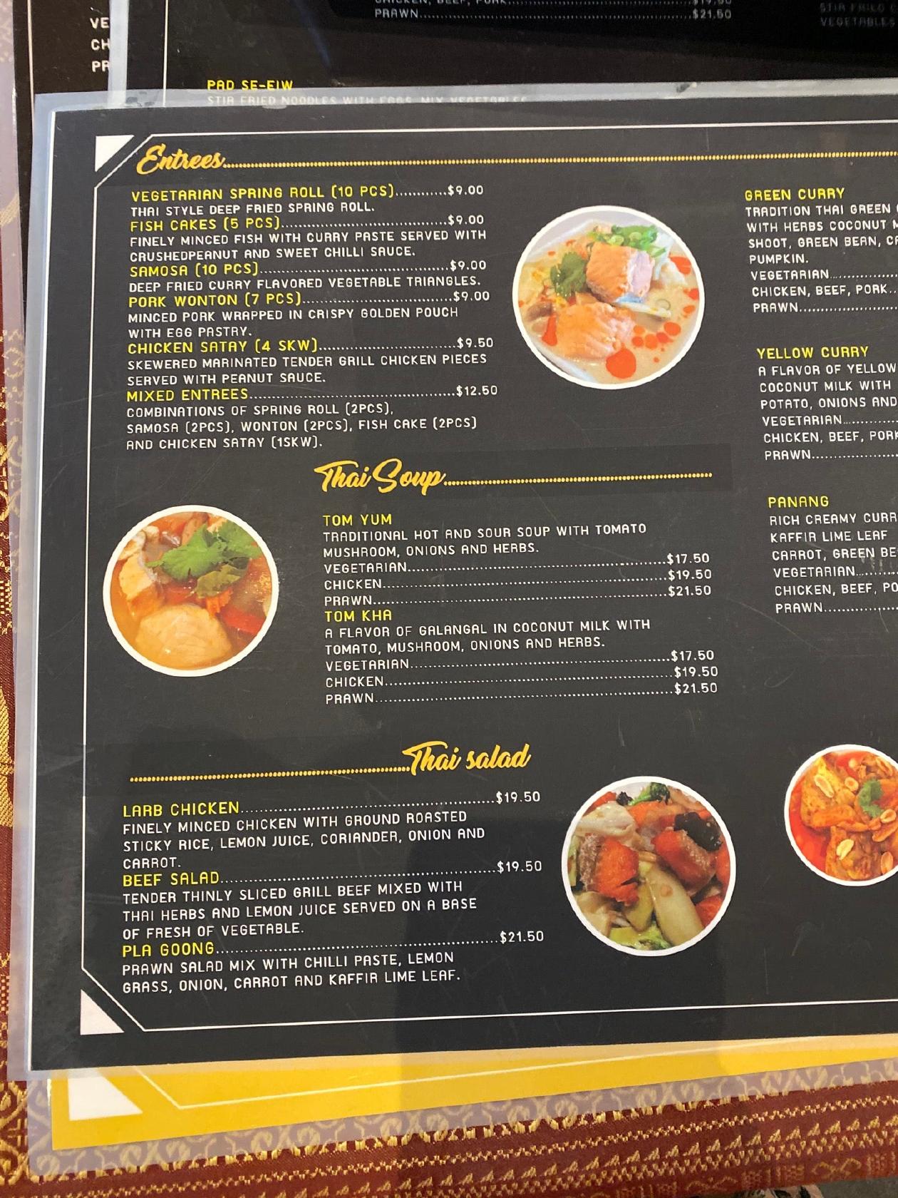 Jasmine deals thai menu