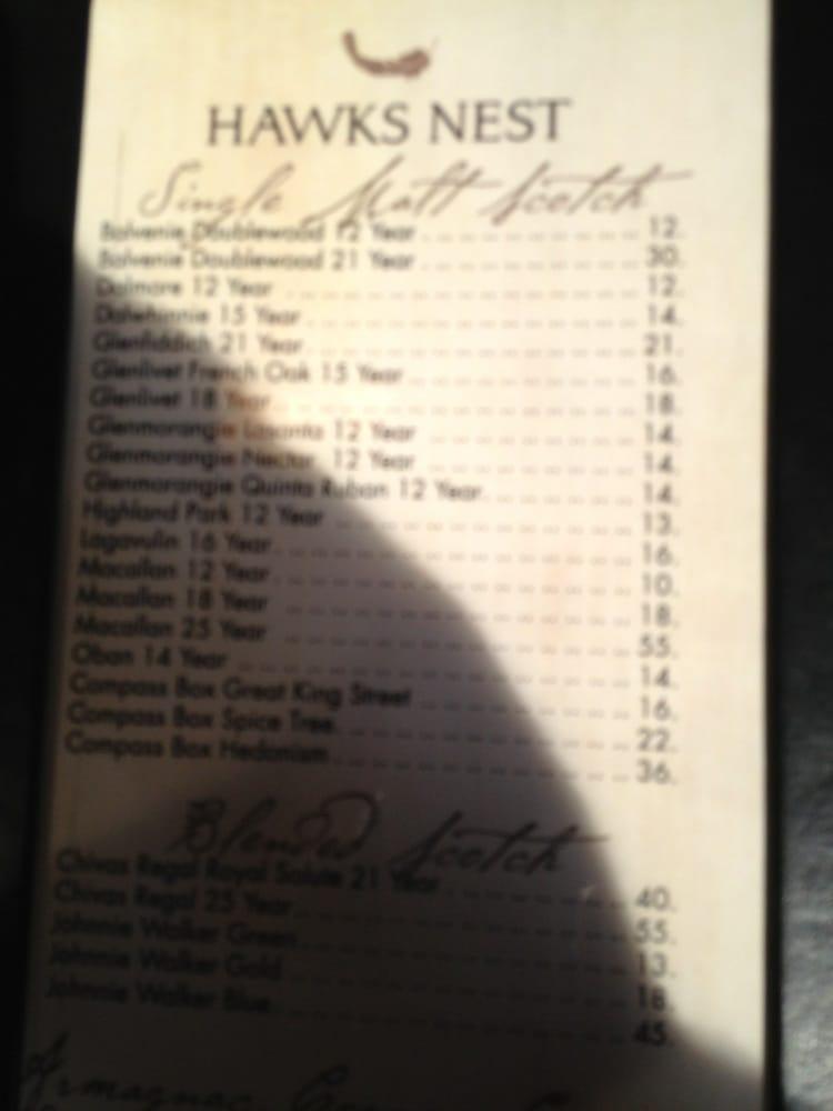 Menu at Hawks Nest pub & bar, USA