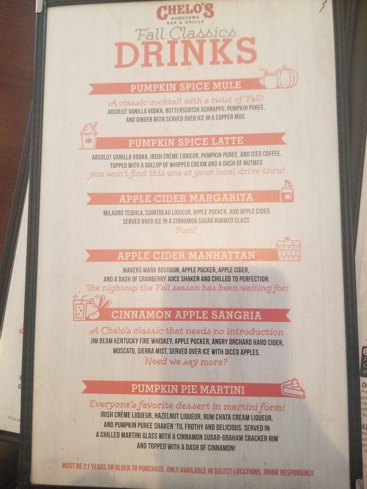 Menu at Chelo's Hometown Bar & Grille, Smithfield, 445 Putnam Pike