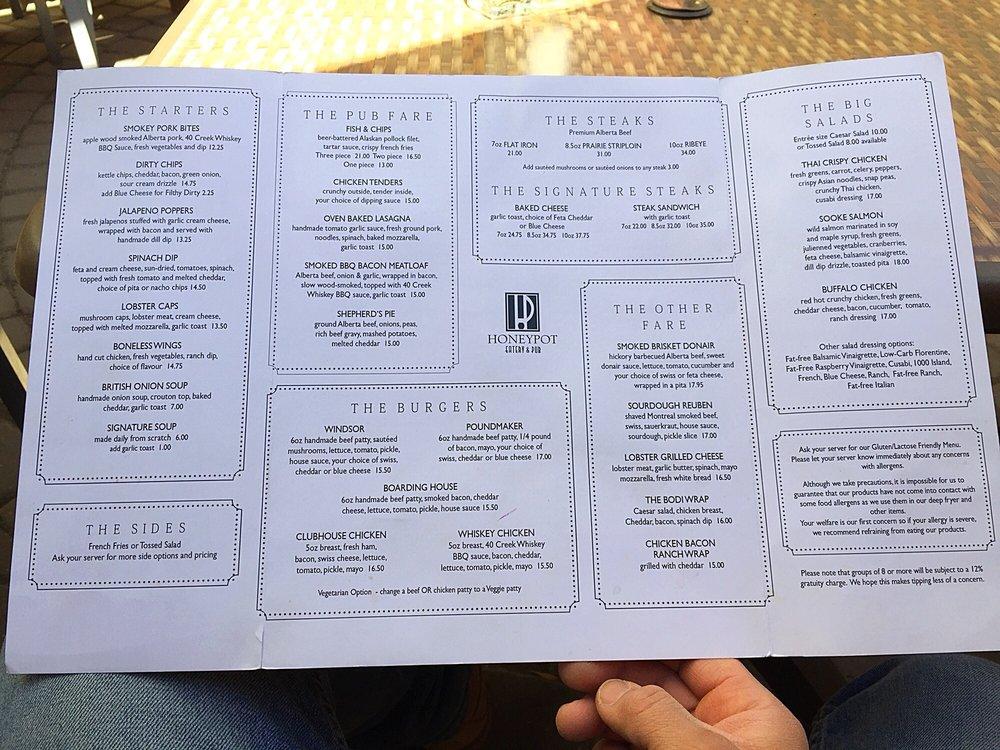 Menu at Honeypot Eatery & Pub, Wainwright