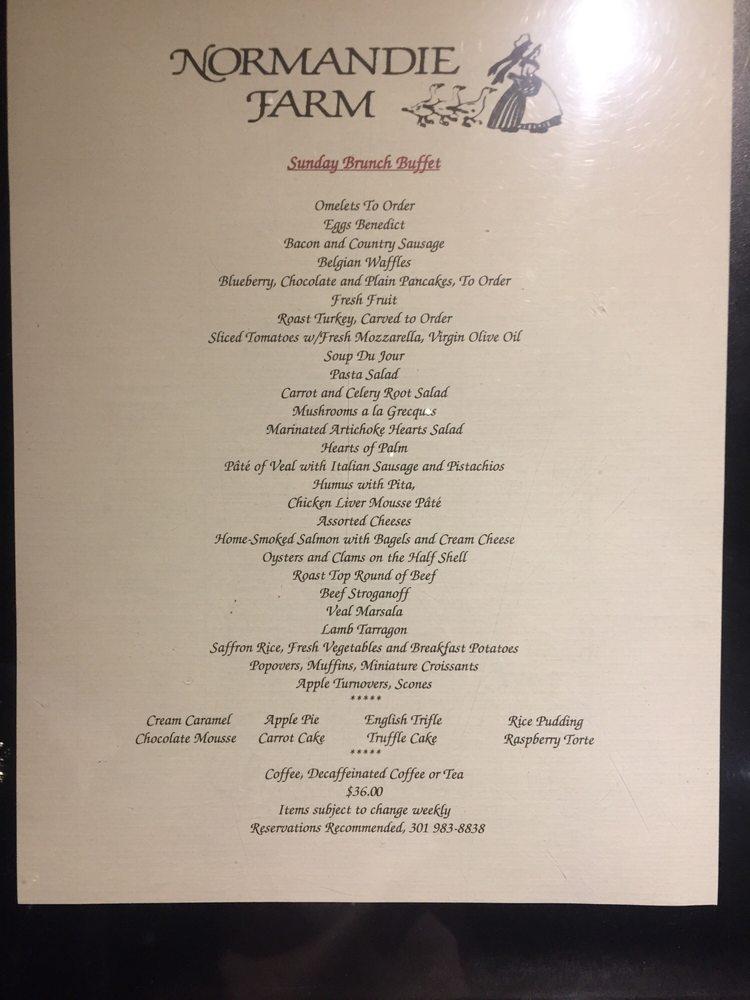 Carta de Normandie Farm Restaurant, Potomac