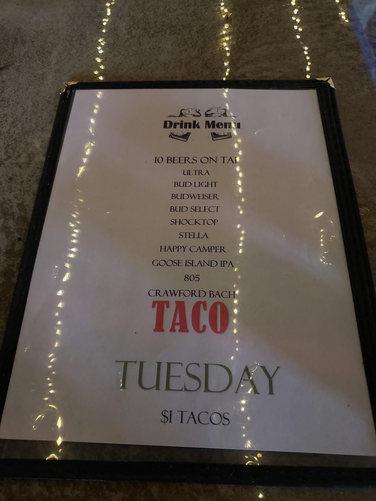 Menu at Timmy'Z pub & bar, El Paso