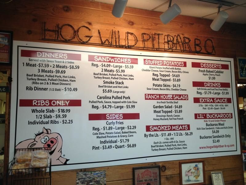 Menu At Hog Wild Pit Bar-B-Q, Hutchinson