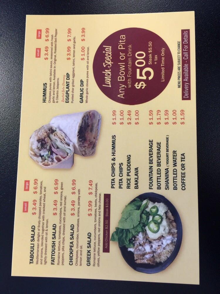 Menu at Chickpea Kitchen restaurant, Sterling Heights