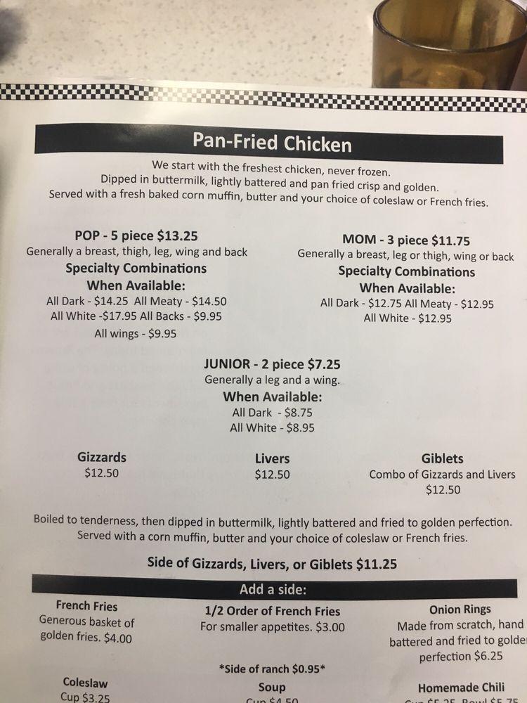 Menu at Lucky Wishbone restaurant, Anchorage