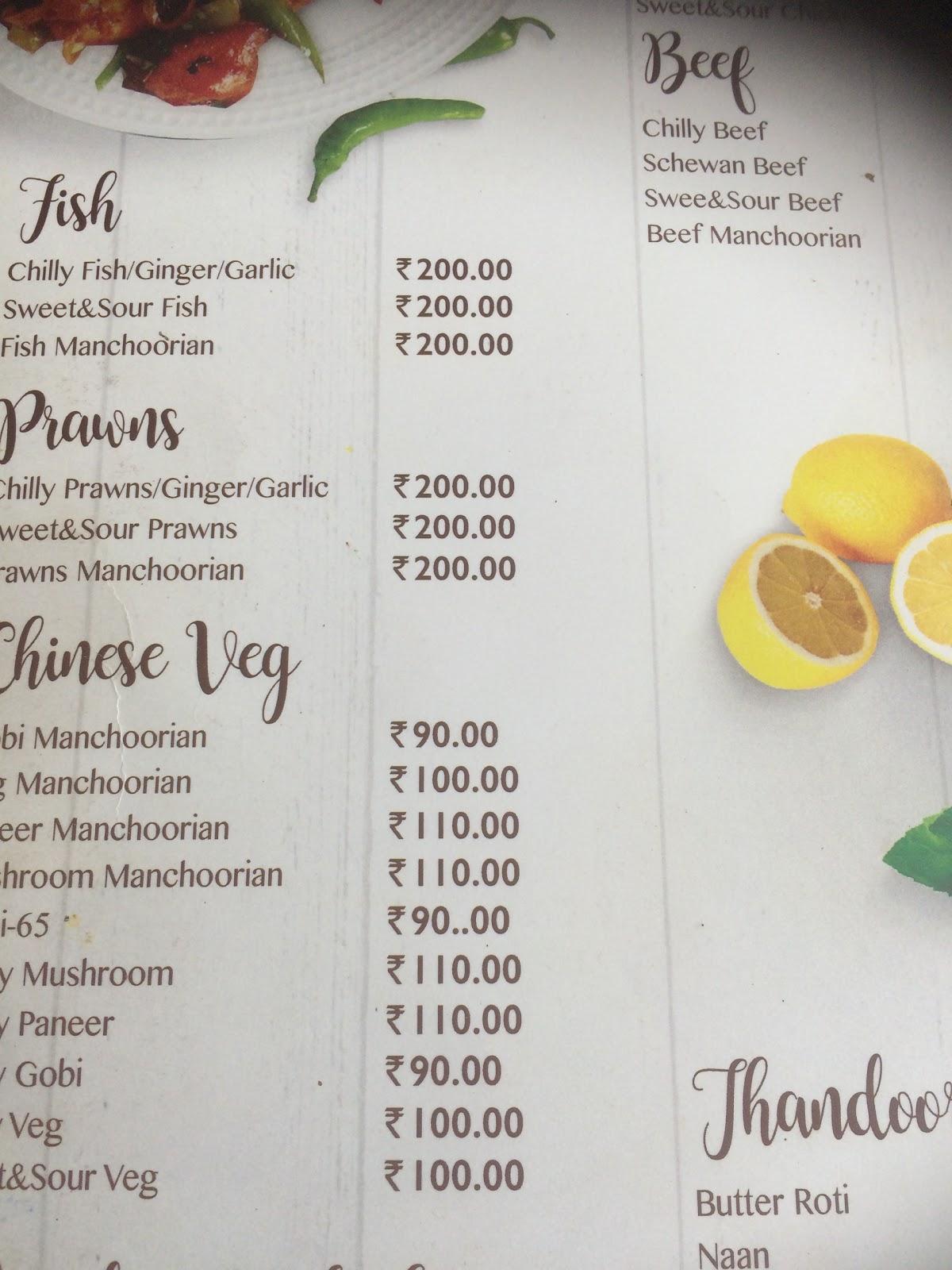 Adya Restaurant menu