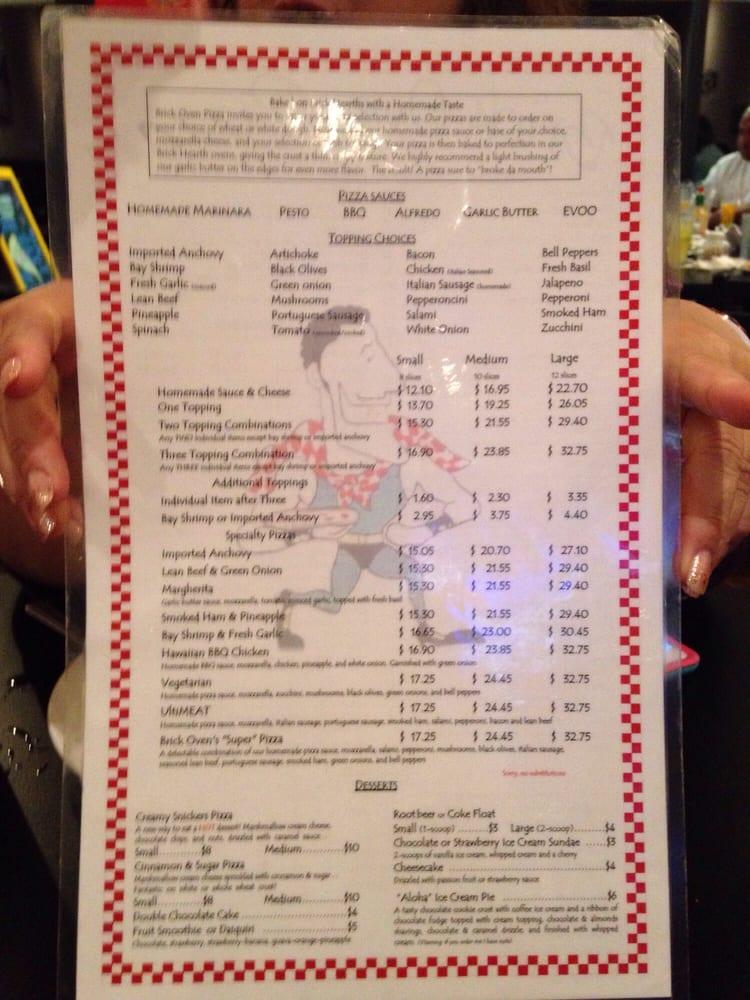 Menu at Brick Oven Pizza pub & bar, Kaneohe