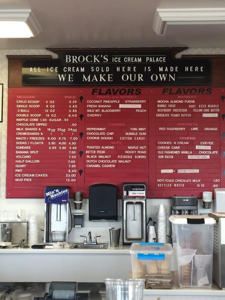 Carta de Brock's Ice Cream, Yuba City