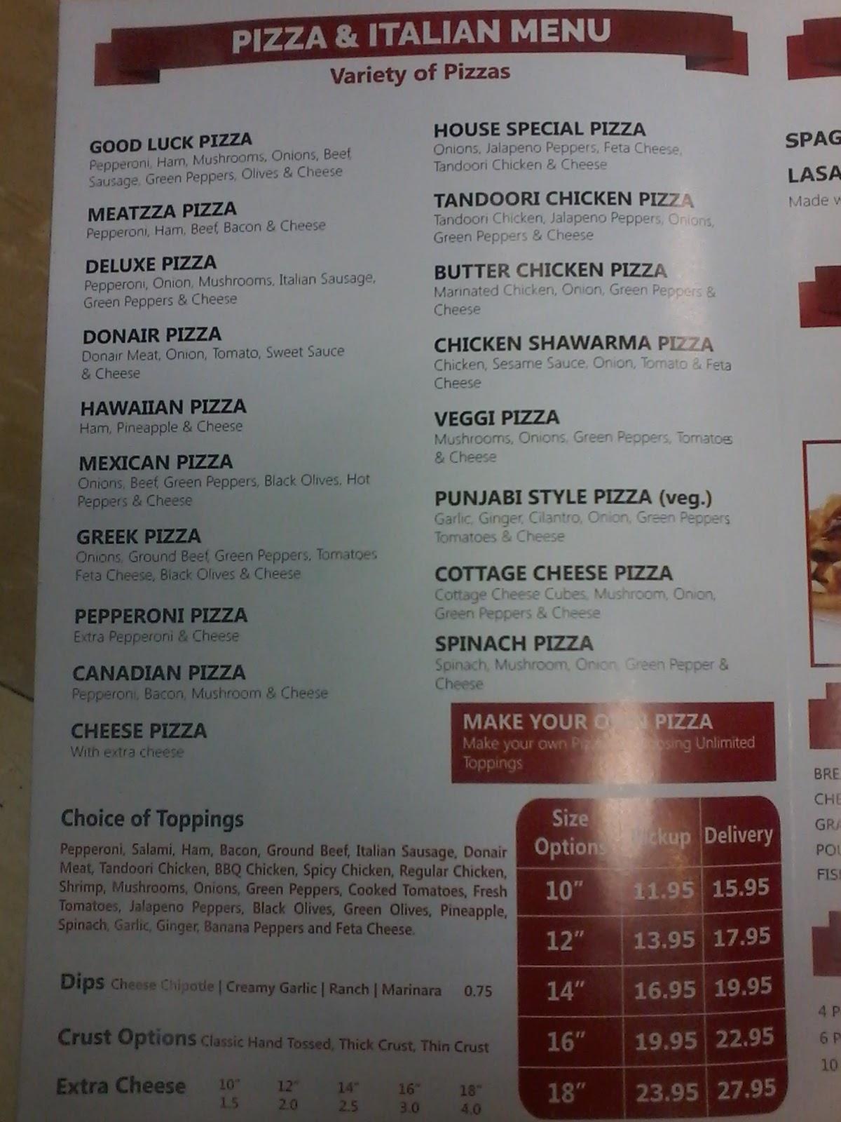 Menu at CPD Calgary Pizza Donair restaurant, Calgary, Valley Ridge Dr