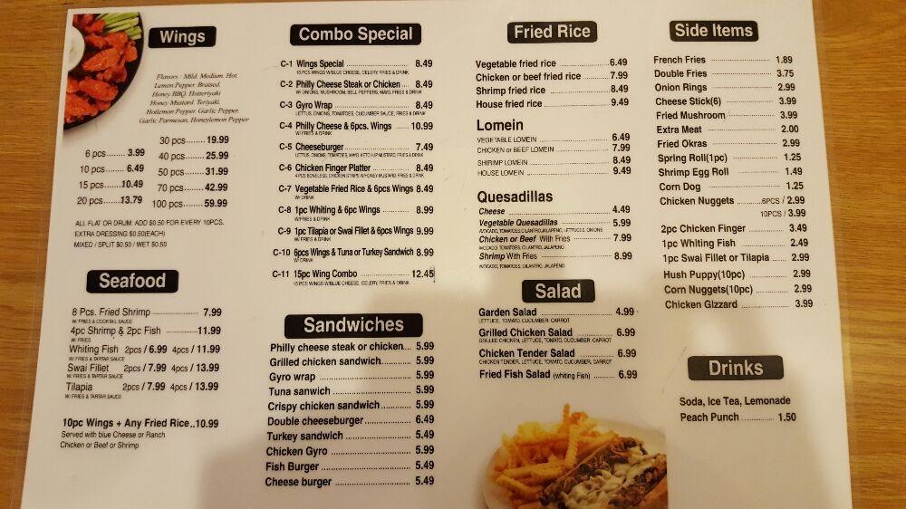 Menu at Corners Wings Cafe, Norcross