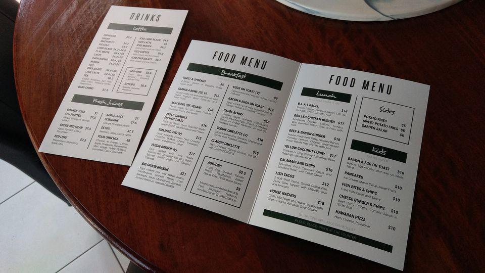 Menu at Little Spoon Kitchen cafe, Hope Island