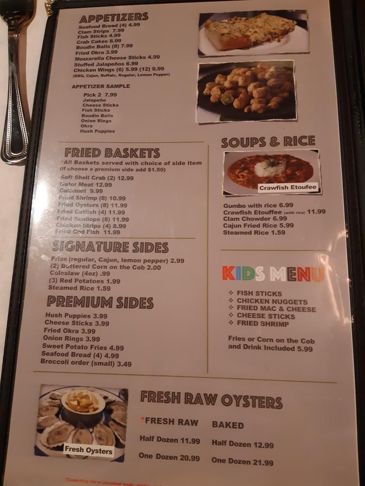 Menu at Storming crab restaurant, Vestal