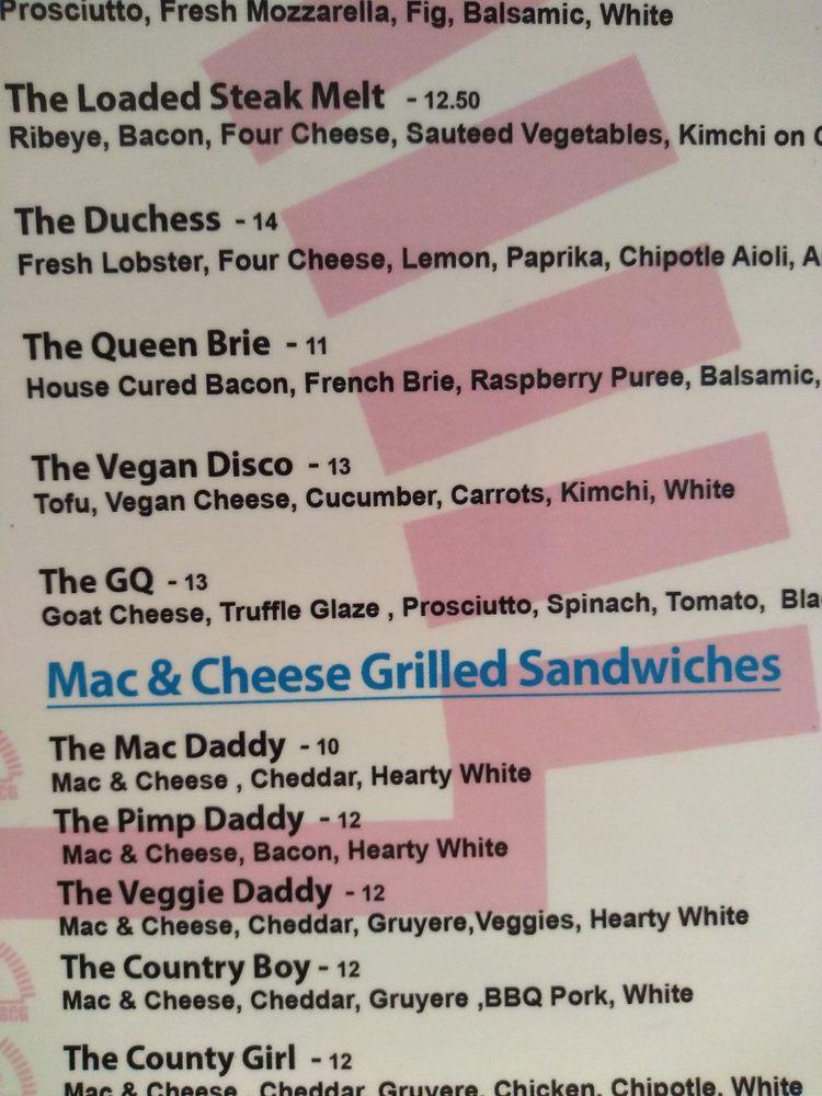 Menu at Grilled Cheese Gallery restaurant, St. Augustine
