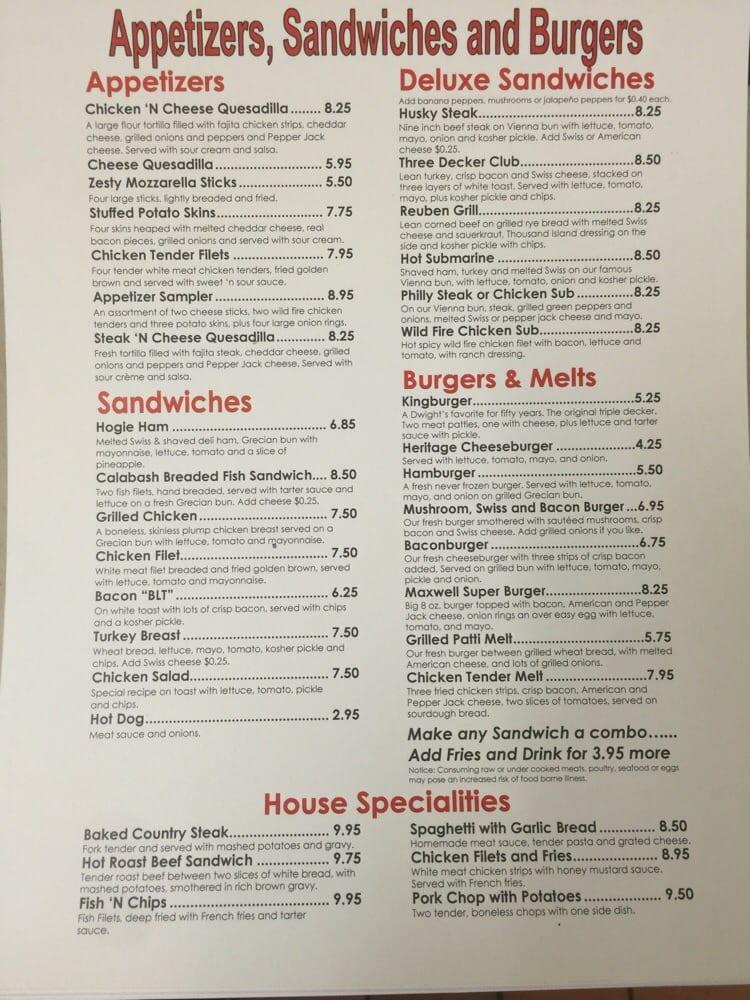 Menu at Dwight's Of St. Albans restaurant, Saint Albans