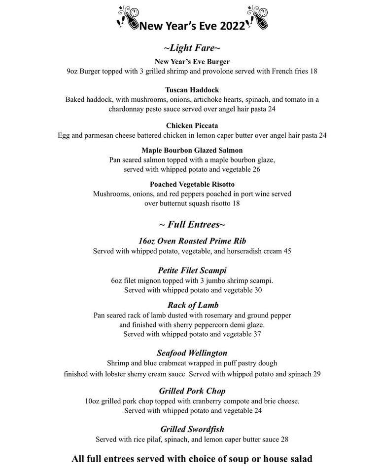 Menu at Union Hall Inn Restaurant & Catering, Johnstown