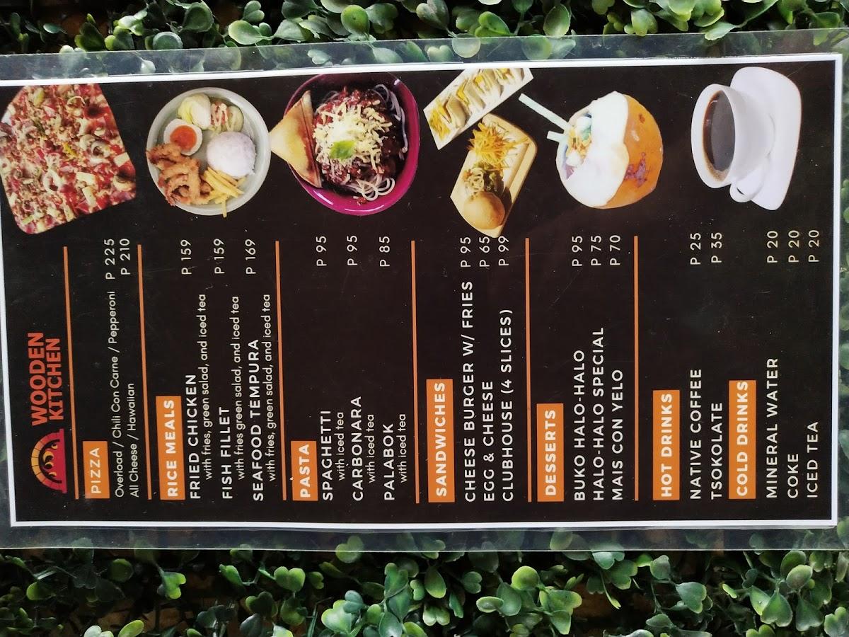 Menu at Wooden Kitchen, Malagos restaurant, Davao City