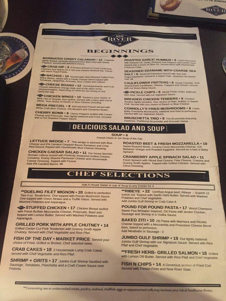 Menu at New River Taphouse pizzeria, Virginia Beach