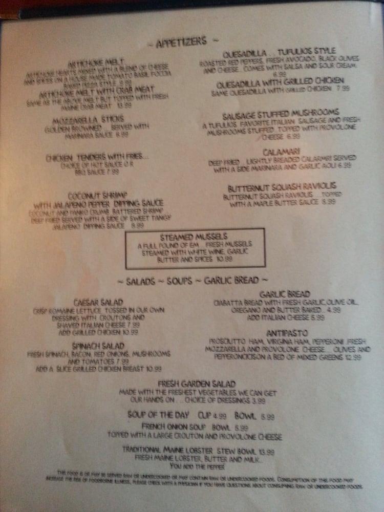 Menu at Tufulio's Restaurant & Bar Craft Beer Happy Hour Pizza
