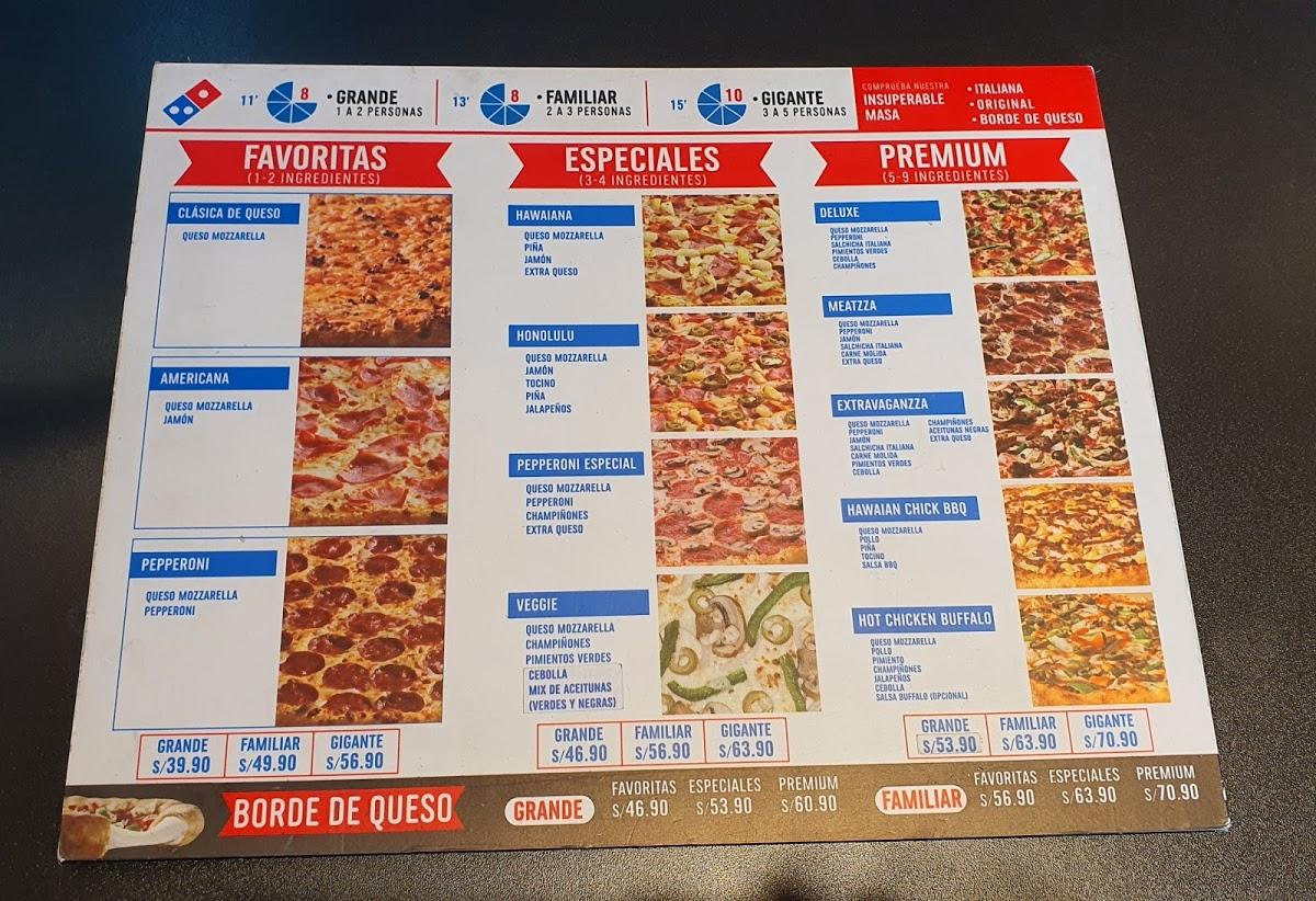 Menu at Domino's Pizza Raúl Ferrero restaurant, La Molina