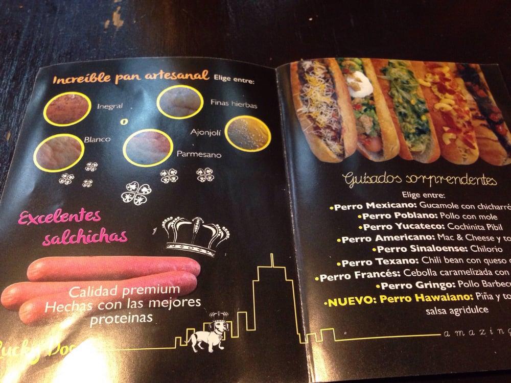 Menu at Lucky Dog restaurant, Mexico City