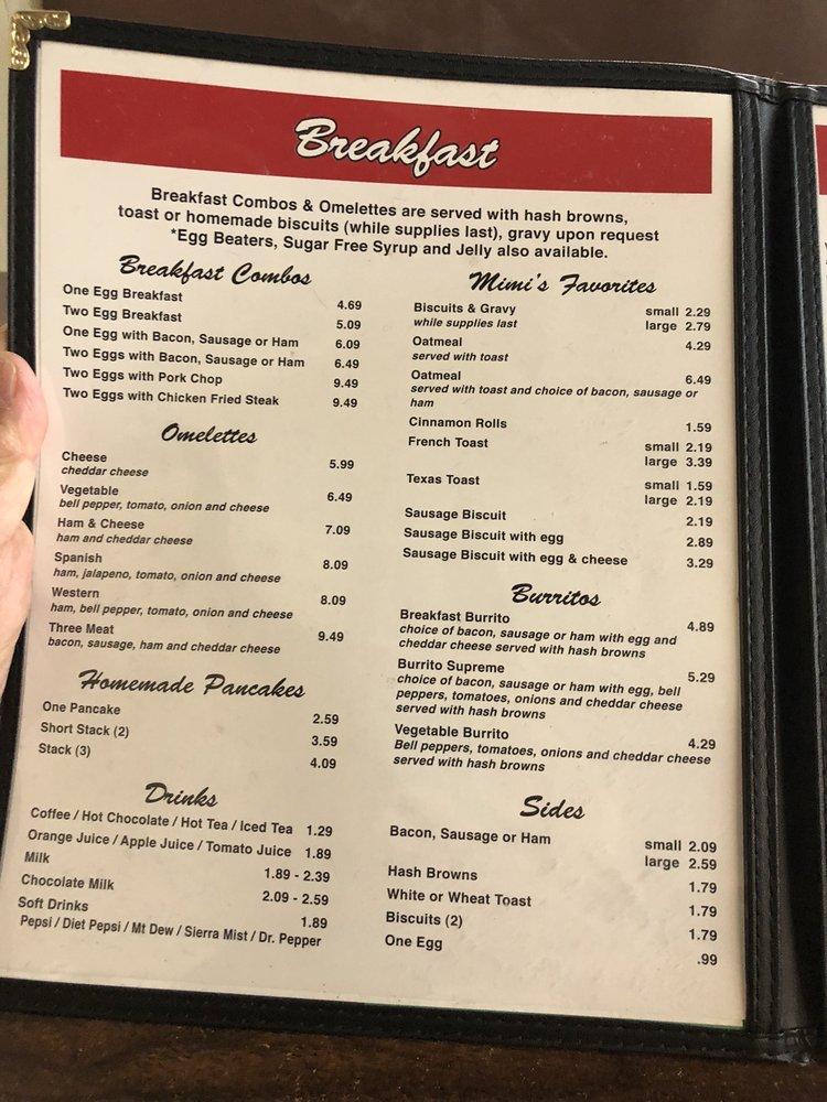 Menu at Mimi's Restaurant, Pauls Valley, 117 W Paul Ave
