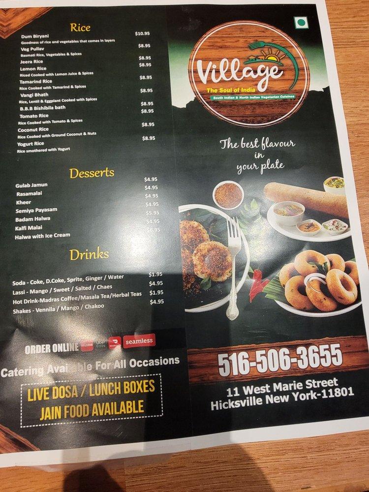 Menu at Village The Soul of India restaurant, Hicksville