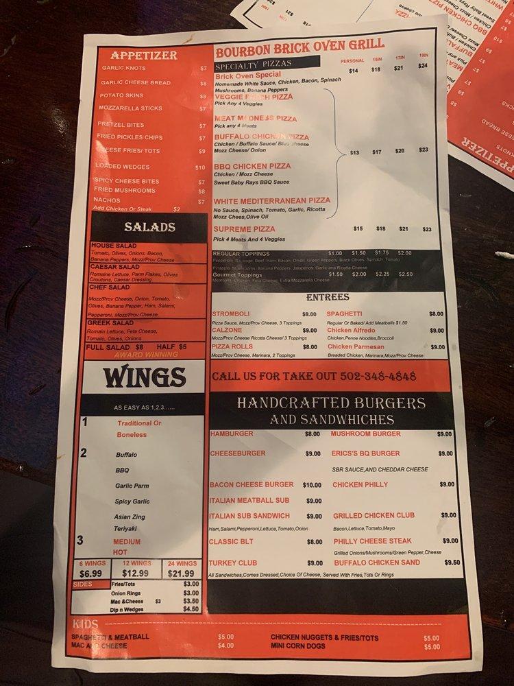 Menu at Bourbon Brick Oven & Grill (Under New Management) pub & bar