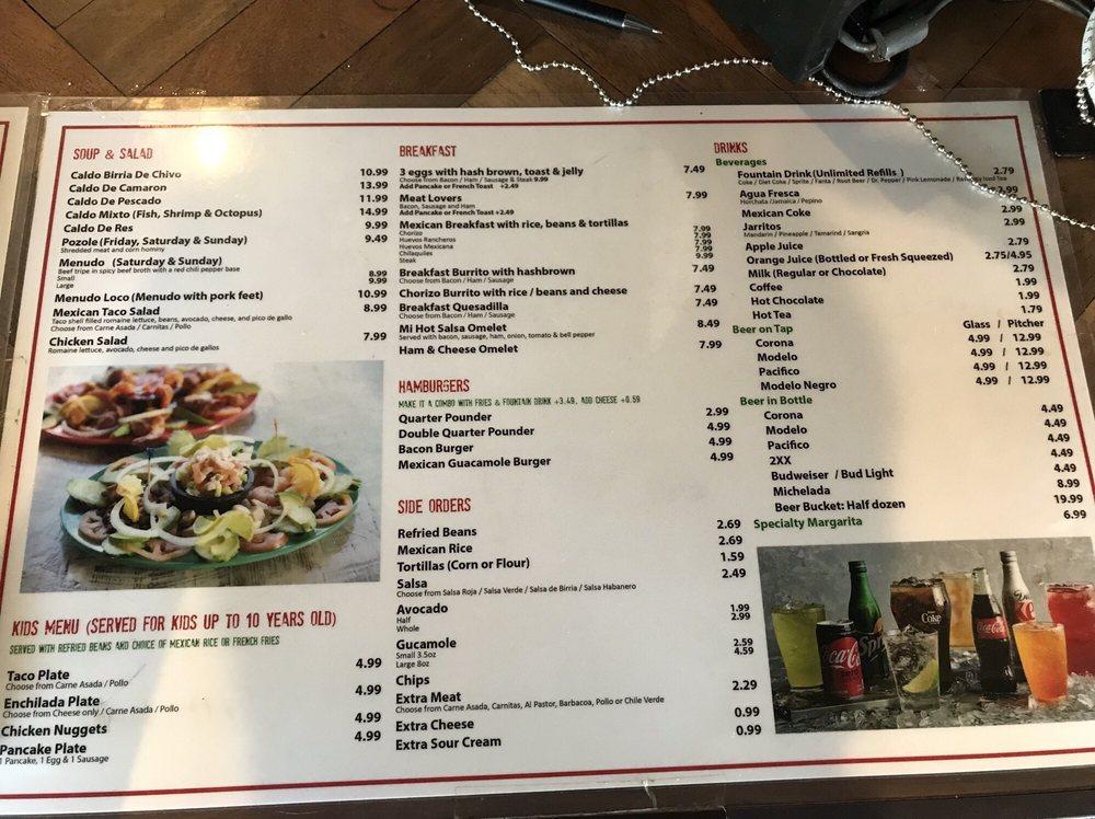 Menu at Panchi’s Restaurant, Paramount, Garfield Ave
