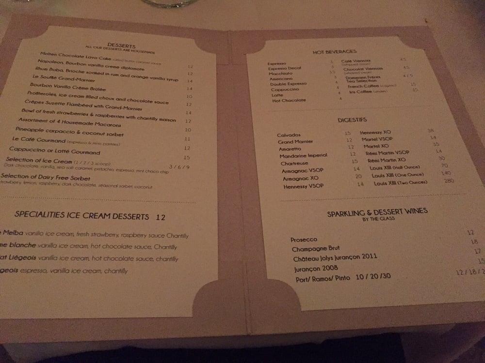Menu at Le Petit Paris pub & bar, Los Angeles