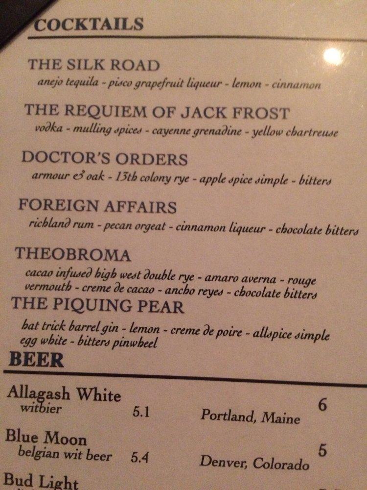 Menu at Dovetail pub & bar, Macon