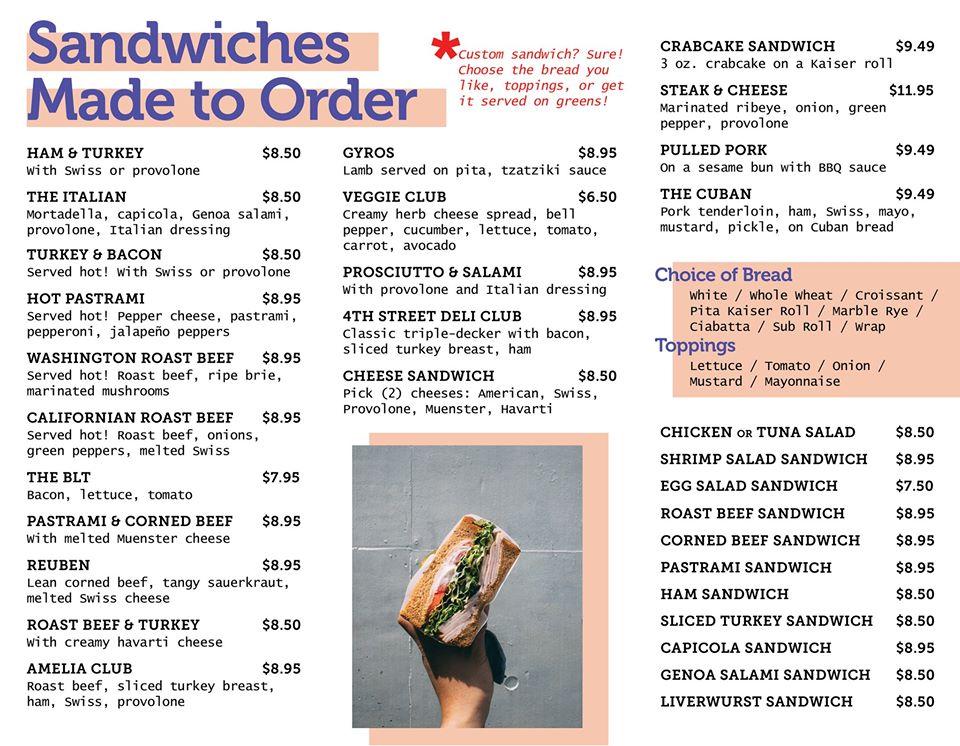 Menu at 4th Street Deli and Salads restaurant, Fernandina Beach