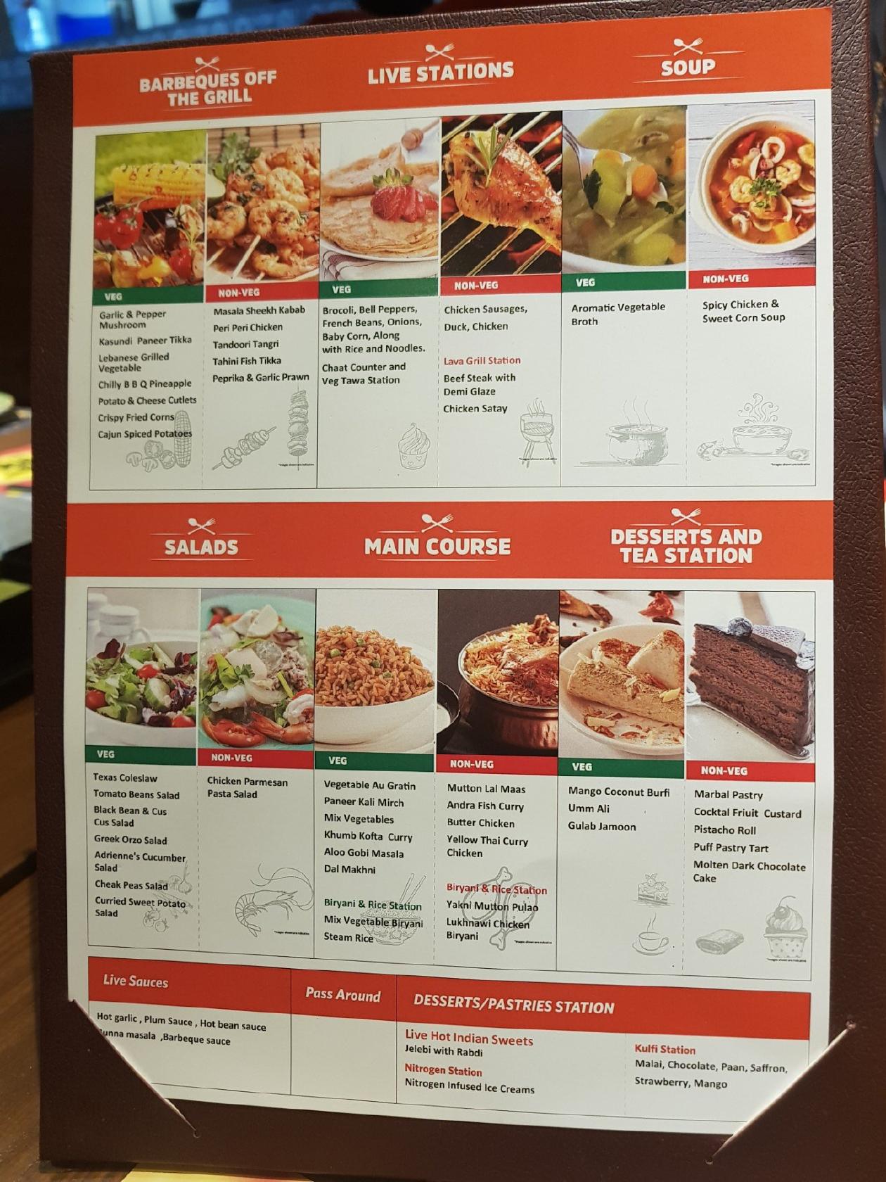 Menu at Barbeque Nation, Abu Dhabi, F99F+Q29